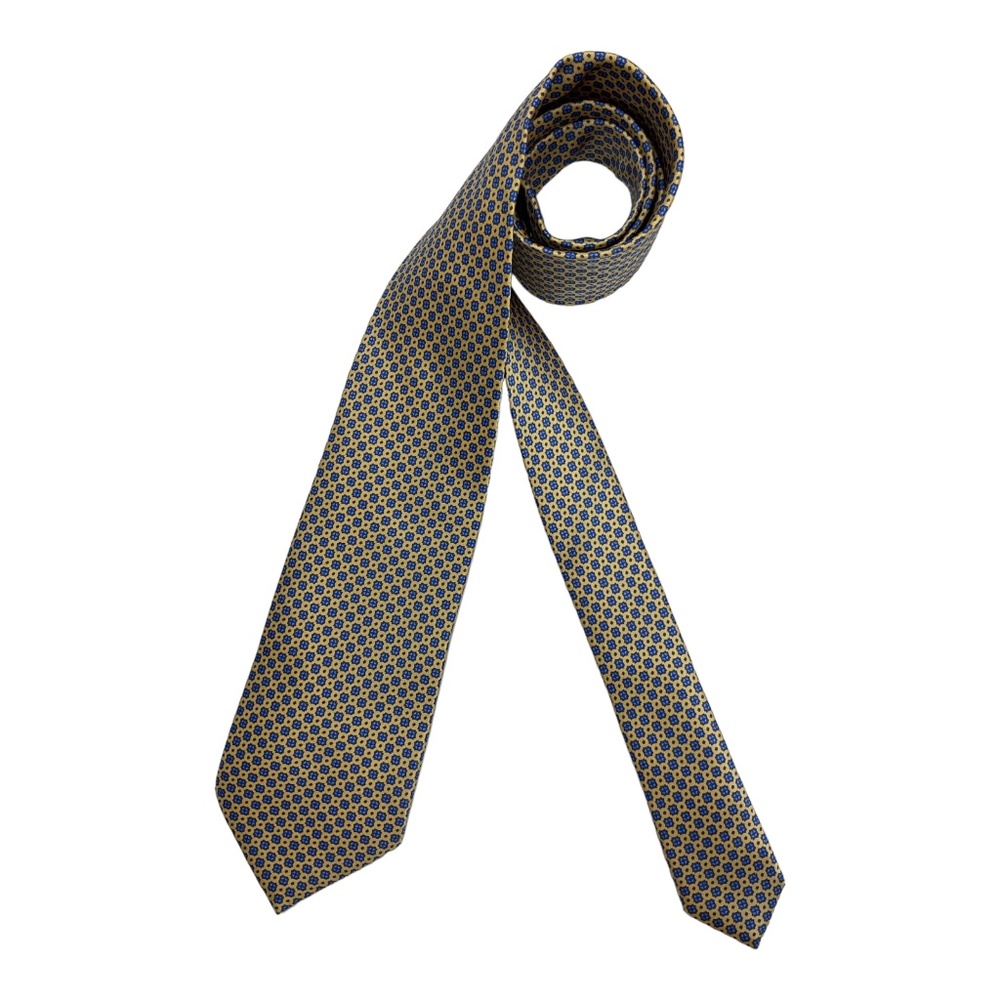 STEFANO RICCI Yellow/Blue Geometric Silk LUXURY Tie ITALY